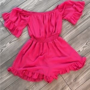 Pink Lily hot pink romper